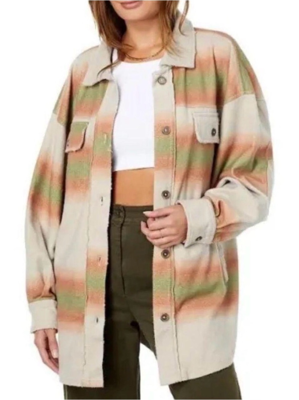 Free People Marzipan Stripe Ruby Shacket